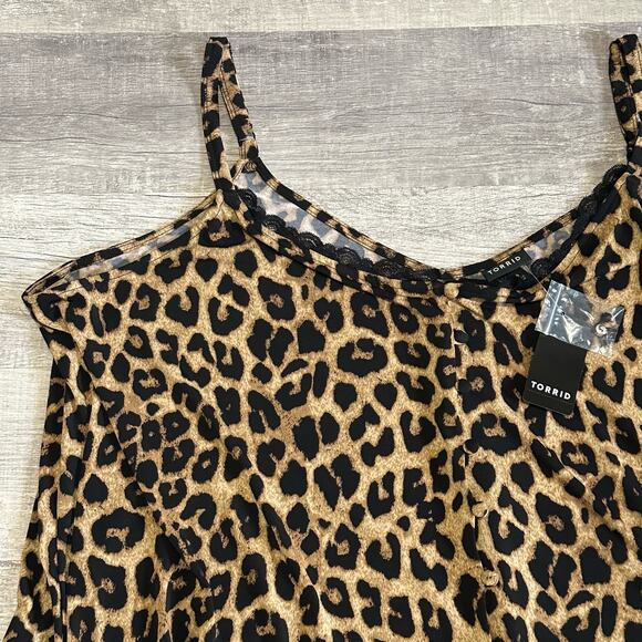Torrid NEW Leopard Button Down Lace Cami Womens 4X (26) Studio Knit Swing Tank - Picture 3 of 7